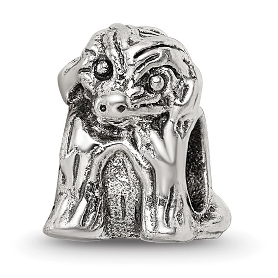 Sterling Silver Reflections Sitting Puppy Bead - Quality Gold