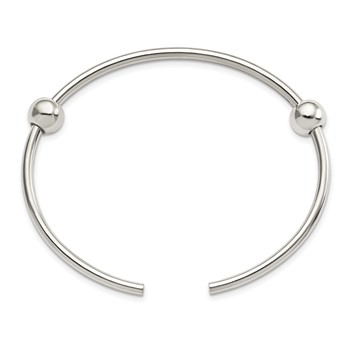 Sterling Silver Reflections Polished Includes 2 Stopper Beads Bangle — alternate view