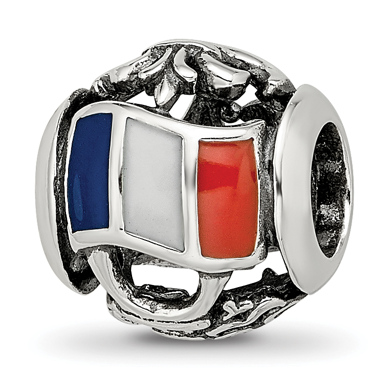 Sterling Silver Reflections Enameled French Theme Bead - Quality Gold