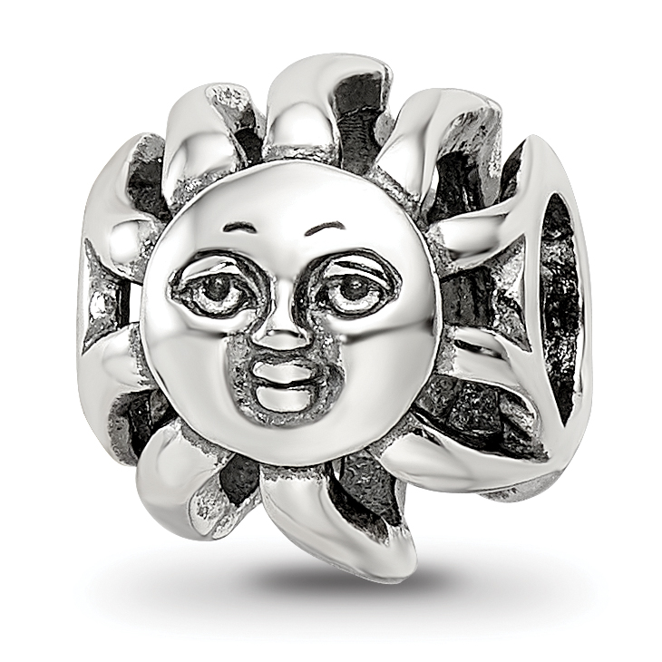Sterling Silver Reflections Sun with A Face Bead - Quality Gold