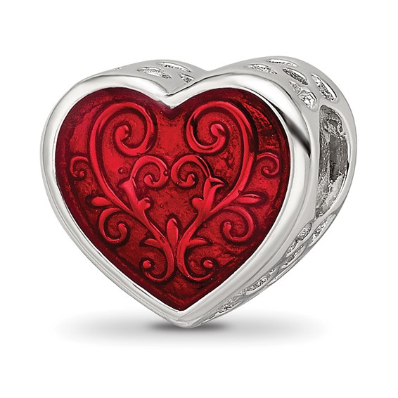 New Arrival S925 Sterling Love Heart Red Enamel Beads fit Charm silver  Bracelet