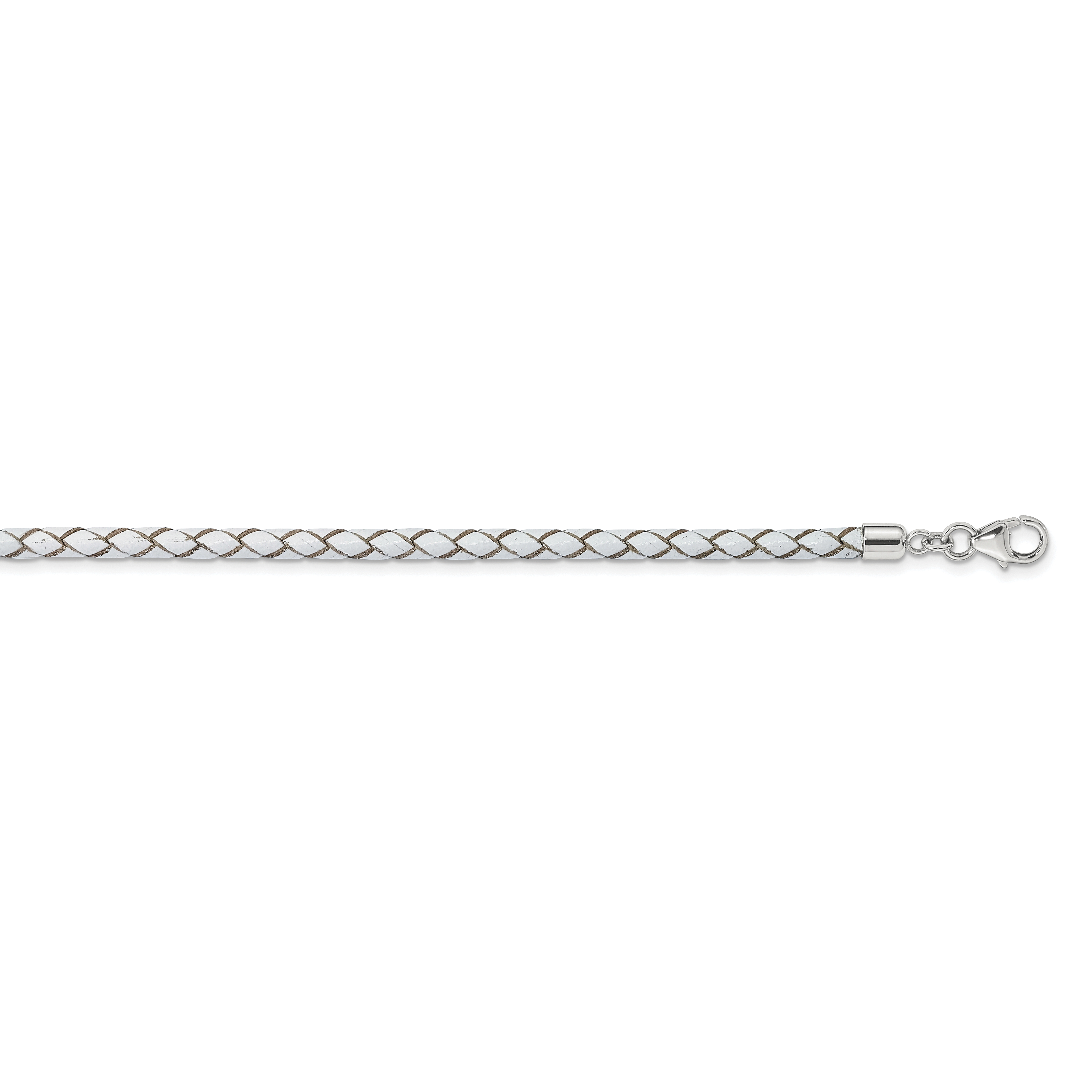Reflections Braided Leather 14 inch Bracelet Rhodium-Plated 925 Sterling Silver detailed image 2