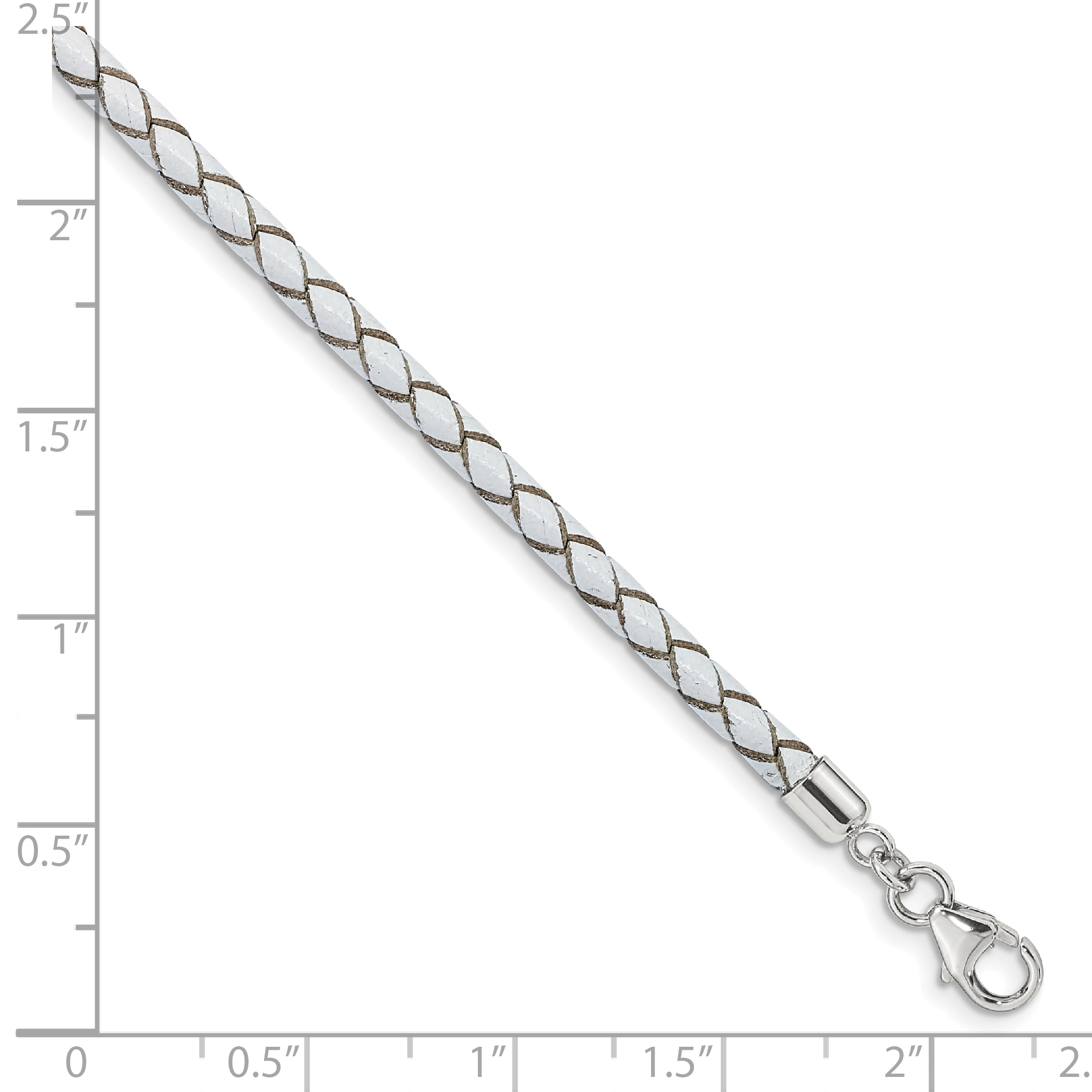 Reflections Braided Leather 14 inch Bracelet Rhodium-Plated 925 Sterling Silver detailed image 5