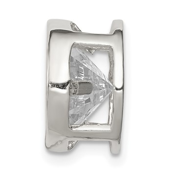 Sterling Silver Round CZ Chain Slide — alternate view