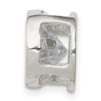 Sterling Silver Round CZ Chain Slide — alternate view