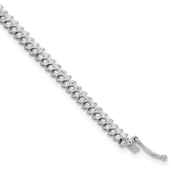Sterling Shimmer Sterling Silver Rhodium-plated CZ 174 Stone 7 inch Bracelet
