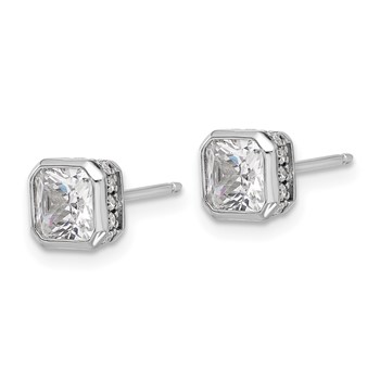 Sterling Shimmer Sterling Silver Rhodium-plated CZ 34 Stone Square Post Earrings — alternate view