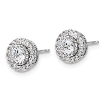 Sterling Shimmer Sterling Silver Rhodium-plated CZ 34 Stone Round Post Earrings — alternate view