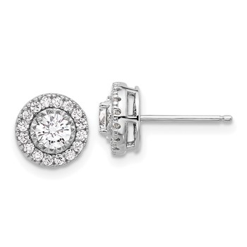 Sterling Shimmer Sterling Silver Rhodium-plated CZ 34 Stone Round Post Earrings