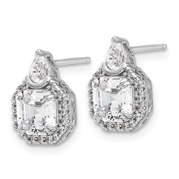 Sterling Shimmer Sterling Silver Rhodium-plated CZ 38 Stone Teardrop Post Earrings — alternate view