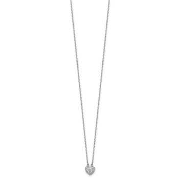 Sterling Shimmer Sterling Silver Rhodium-plated CZ 66 Stone 16 inch with 2 inch extender Pave Heart Necklace — alternate view