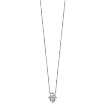 Sterling Shimmer Sterling Silver Rhodium-plated CZ 45 Stone 16 inch with 2 inch extender Chamseh Necklace — alternate view
