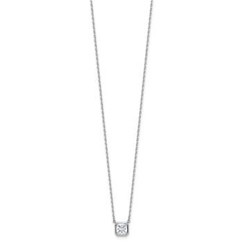 Sterling Shimmer Sterling Silver Rhodium-plated CZ 19 Stone 16 inch with 2 inch extender Square Necklace — alternate view