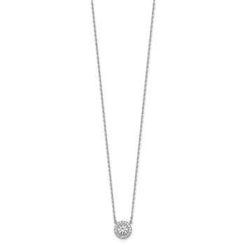 Sterling Shimmer Sterling Silver Rhodium-plated CZ 19 Stone 16 inch with 2 inch extender Round Necklace — alternate view