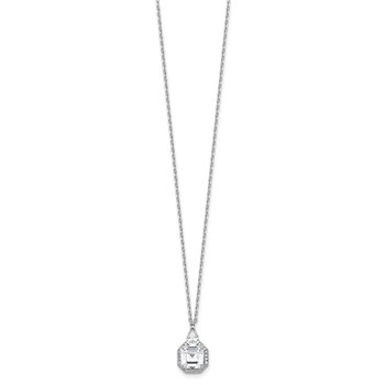 Sterling Shimmer Sterling Silver Rhodium-plated CZ 25 Stone 16 inch with 2 inch extender Teardrop Necklace — alternate view