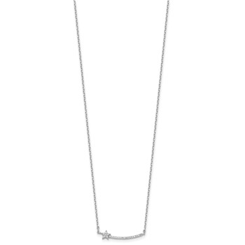 Sterling Shimmer Sterling Silver Rhodium-plated CZ 22 Stone 16 inch with 2 inch extension Star Necklace — alternate view