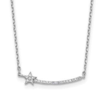 Sterling Shimmer Sterling Silver Rhodium-plated CZ 22 Stone 16 inch with 2 inch extension Star Necklace