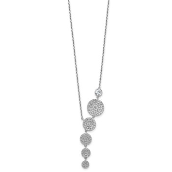 Sterling Shimmer Sterling Silver Rhodium-plated CZ 178 Stone 16 inch with 2 inch extender Circle Drop Necklace — alternate view