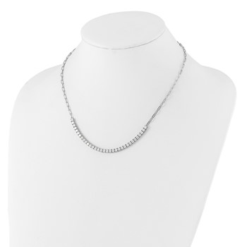 Sterling Shimmer Sterling Silver Rhodium-plated CZ 33 Stone 16 inch with 2 inch extender Paperclip Link Necklace — alternate view