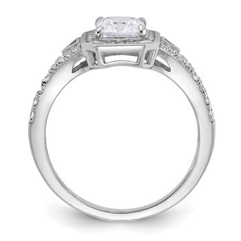 Sterling Shimmer Sterling Silver Rhodium-plated CZ 41 Stone Open Back Ring — alternate view