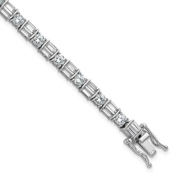 Sterling Shimmer Sterling Silver Rhodium-plated CZ 59 Stone 7.25 inch Bracelet