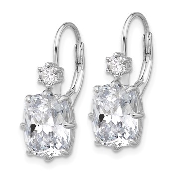 Sterling Shimmer Sterling Silver Rhodium-plated CZ 4 Stone Leverback Earrings — alternate view
