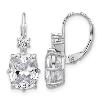 Sterling Shimmer Sterling Silver Rhodium-plated CZ 4 Stone Leverback Earrings