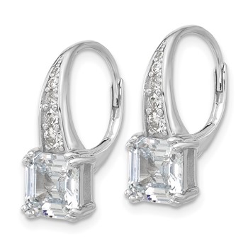 Sterling Shimmer Sterling Silver Rhodium-plated CZ 12 Stone Leverback Earrings — alternate view