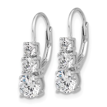 Sterling Shimmer Sterling Silver Rhodium-plated CZ 6 Stone Leverback Earrings — alternate view