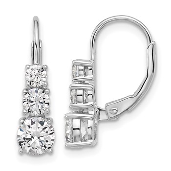 Sterling Shimmer Sterling Silver Rhodium-plated CZ 6 Stone Leverback Earrings