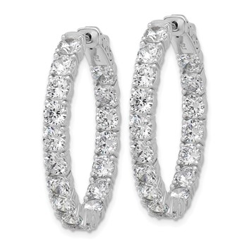 Sterling Shimmer Sterling Silver Rhodium-plated 4mm CZ 34 Stone Oval In and Out Hinged Hoop Earrings — alternate view