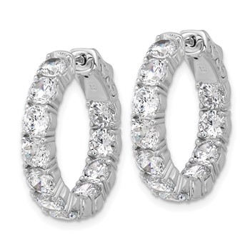 Sterling Shimmer Sterling Silver Rhodium-plated 4mm CZ 22 Stone In and Out Hinged Hoop Earrings — alternate view
