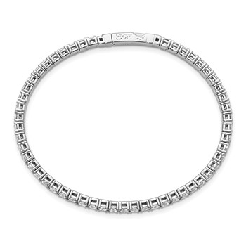 Sterling Shimmer Sterling Silver Rhodium-plated 3mm CZ 52 Stone 7 inch Flexible Bangle Bracelet — alternate view