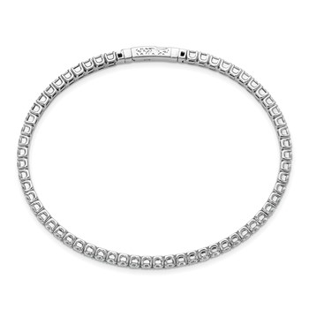 Sterling Shimmer Sterling Silver Rhodium-plated 3mm CZ 59 Stone 8 inch Flexible Bangle Bracelet — alternate view