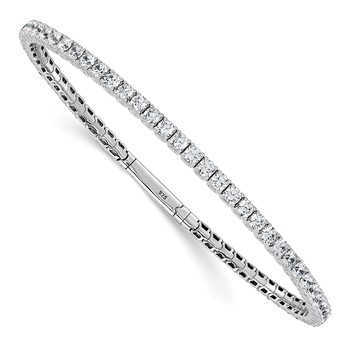 Sterling Shimmer Sterling Silver Rhodium-plated 3mm CZ 59 Stone 8 inch Flexible Bangle Bracelet