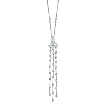 Sterling Shimmer Sterling Silver Rhodium-plated CZ 38 Stone 10 Station with 3 Dangles 16 inch with 2 inch Extension Necklace — alternate view