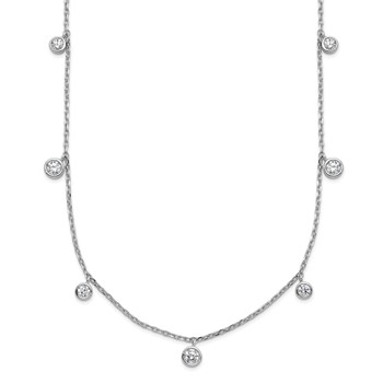 Sterling Shimmer Sterling Silver Rhodium-plated CZ 9 Stone 9 Station 16 inch with 2 inch Extension Necklace