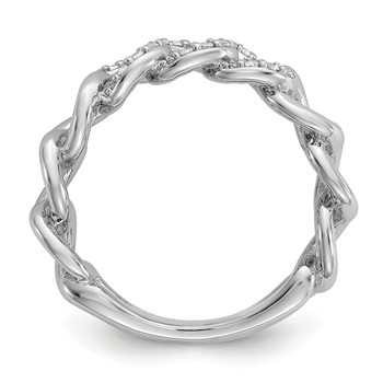 Sterling Shimmer Sterling Silver Rhodium-plated CZ 30 Stone Size 6 Link Circles Ring — alternate view