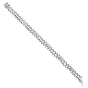 Sterling Shimmer Sterling Silver Rhodium-plated 5mm x 4mm CZ 41 Stone 7 inch Bracelet — alternate view