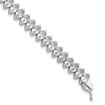 Sterling Shimmer Sterling Silver Rhodium-plated 5mm x 4mm CZ 41 Stone 7 inch Bracelet