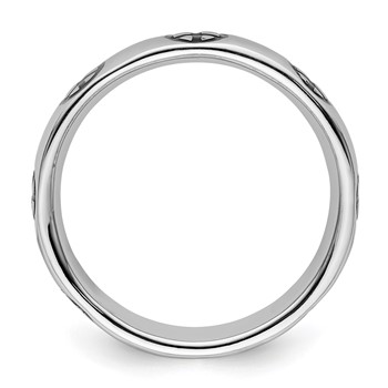 Sterling Silver Stackable Expressions Polished Enameled Peace Sign Ring — alternate view