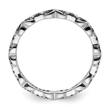 Sterling Silver Stackable Expressions Black & White Diamond Ring — alternate view
