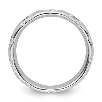 Sterling Silver Stackable Expressions Polished Enameled Flower Ring — alternate view