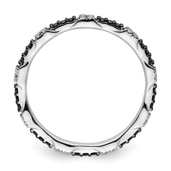 Sterling Silver Stackable Expressions Black & White Diamond Ring — alternate view