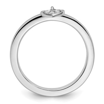 Sterling Silver Stackable Expressions Dangle Heart Diamond Ring — alternate view