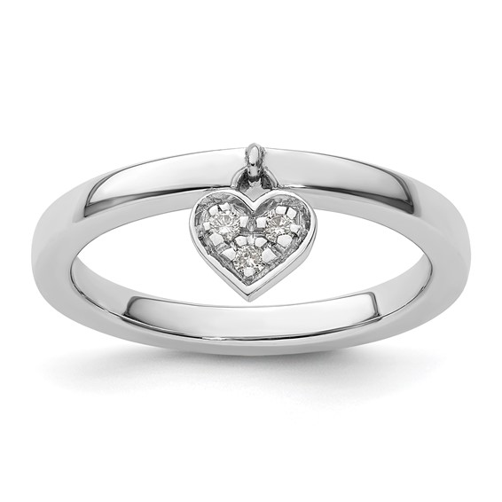Sterling Silver Stackable Expressions Heart Diamond Ring Sterling Silver Stackable Expressions Heart Diamond Ring