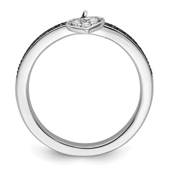 Sterling Silver Stackable Expressions Heart Black & White Diamond Ring — alternate view