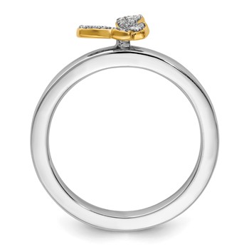 Sterling Silver Stackable Expressions Gold-plate Butterfly Diamond Ring — alternate view