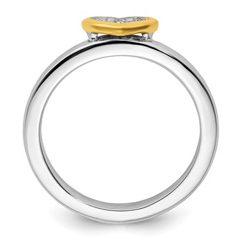 Sterling Silver Stackable Expressions Gold-plated Heart w/Diamond Ring — alternate view