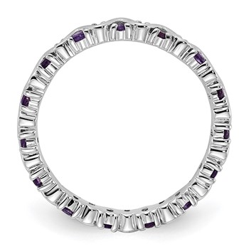 Sterling Silver Stackable Expressions Diamond & Amethyst Ring — alternate view